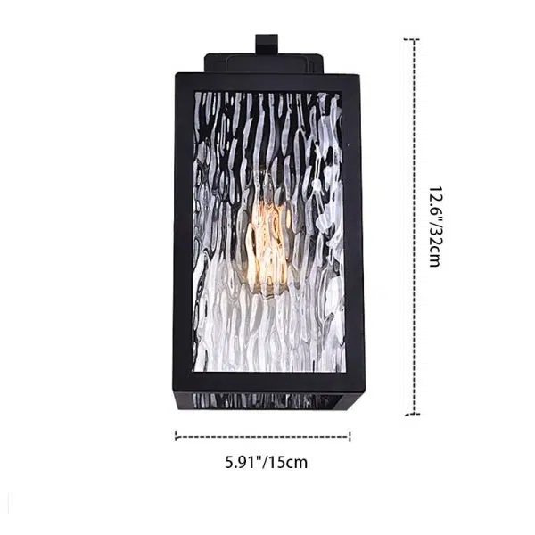 Contemporary Scandinavian Waterproof Rectangle Square Aqua Glass Iron 1-Light Outdoor Wall Sconce Lamp For Garden - Image 3