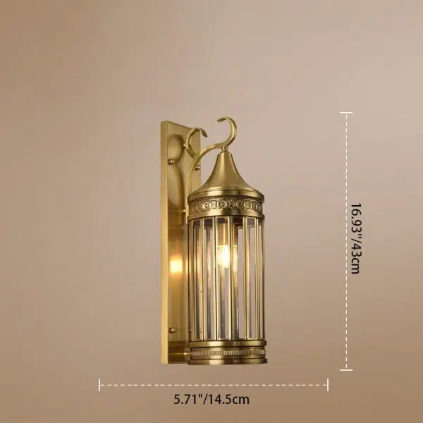 Contemporary Scandinavian Waterproof Cylinder Flare Stripe Copper Glass 1/3/6 Light Outdoor Wall Sconce Lamp For Garden - Image 5