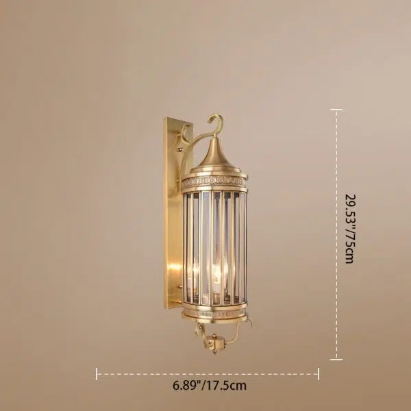 Contemporary Scandinavian Waterproof Cylinder Flare Stripe Copper Glass 1/3/6 Light Outdoor Wall Sconce Lamp For Garden - Image 3