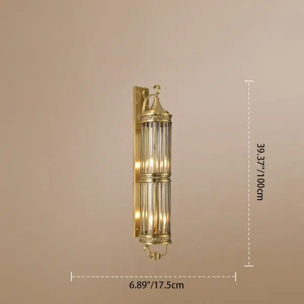 Contemporary Scandinavian Waterproof Cylinder Flare Stripe Copper Glass 1/3/6 Light Outdoor Wall Sconce Lamp For Garden - Image 4