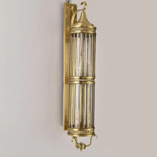 Contemporary Scandinavian Waterproof Cylinder Flare Stripe Copper Glass 1/3/6 Light Outdoor Wall Sconce Lamp For Garden - Image 8