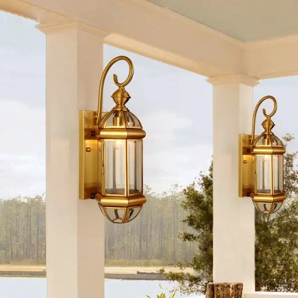 Modern Luxury Waterproof Cylinder Rectangle Half Round Copper Glass 1/3/6 Light Wall Sconce Lamp For Garden - Image 8