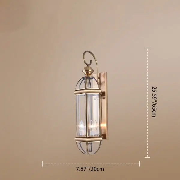 Modern Luxury Waterproof Cylinder Rectangle Half Round Copper Glass 1/3/6 Light Wall Sconce Lamp For Garden - Image 4