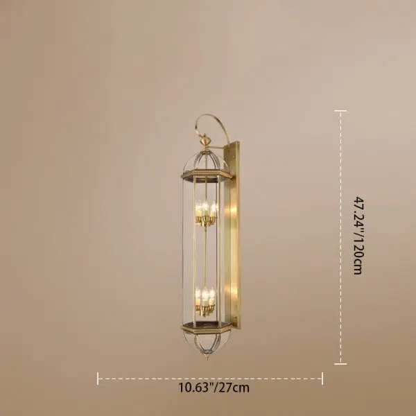 Modern Luxury Waterproof Cylinder Rectangle Half Round Copper Glass 1/3/6 Light Wall Sconce Lamp For Garden - Image 5