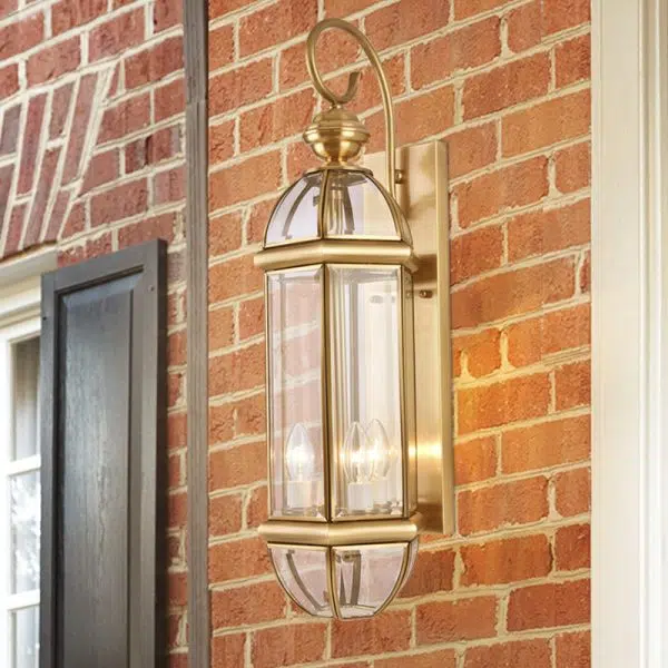 Modern Luxury Waterproof Cylinder Rectangle Half Round Copper Glass 1/3/6 Light Wall Sconce Lamp For Garden - Image 2
