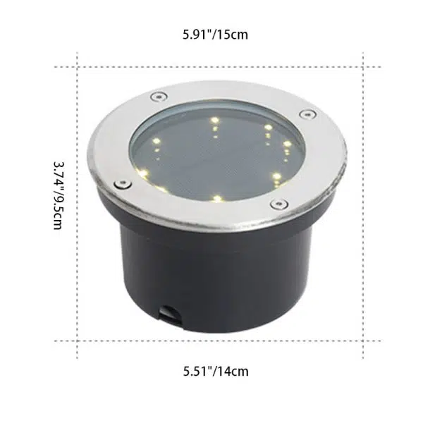 Modern Minimalist Solar Waterproof Cylinder Disc Aluminum Glass Stainless Steel LED Outdoor Ground Plug Landscape Light For Garden - Image 3