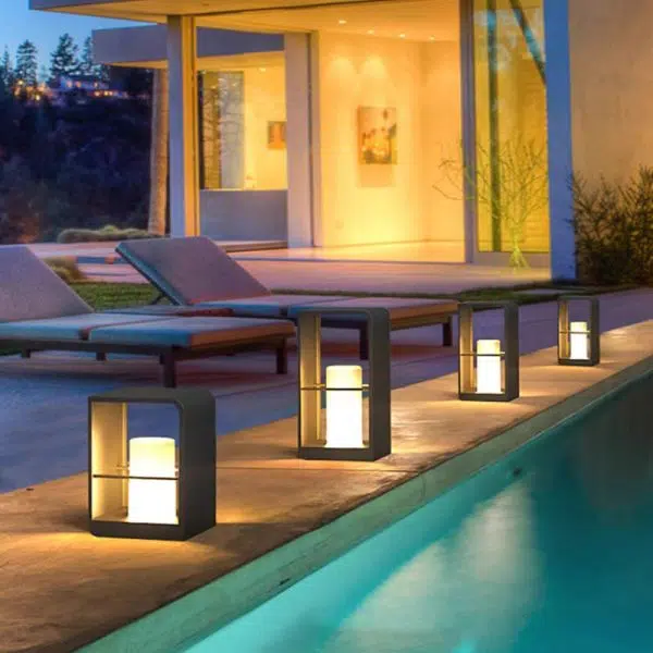 Modern Minimalist Solar Waterproof Rectangle Hollow Rounded Edge Stainless Steel PC LED Outdoor Landscape Light For Outdoor Patio - Image 11