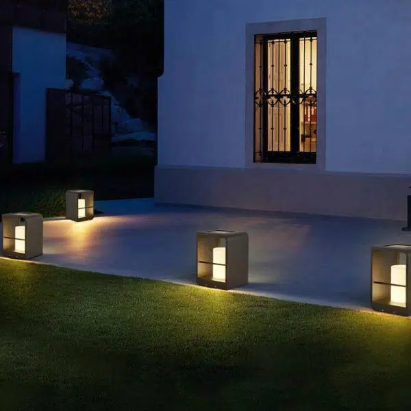 Modern Minimalist Solar Waterproof Rectangle Hollow Rounded Edge Stainless Steel PC LED Outdoor Landscape Light For Outdoor Patio - Image 12