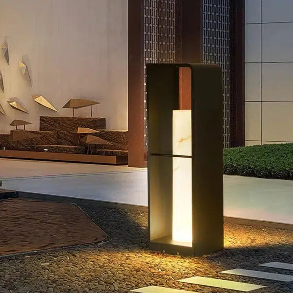 Modern Minimalist Solar Waterproof Rectangle Hollow Rounded Edge Stainless Steel PC LED Outdoor Landscape Light For Outdoor Patio - Image 20