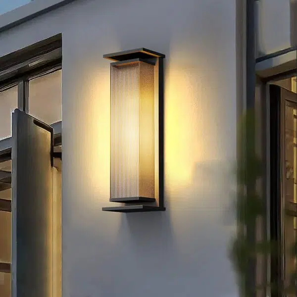 Modern Minimalist Solar Waterproof Rectangle Stripe Stainless Steel PC LED Outdoor Wall Sconce Lamp For Garden - Image 2