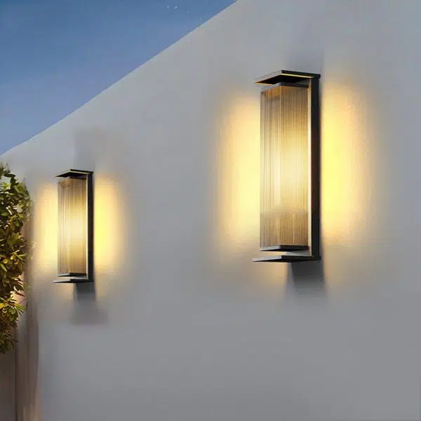 Modern Minimalist Solar Waterproof Rectangle Stripe Stainless Steel PC LED Outdoor Wall Sconce Lamp For Garden - Image 10