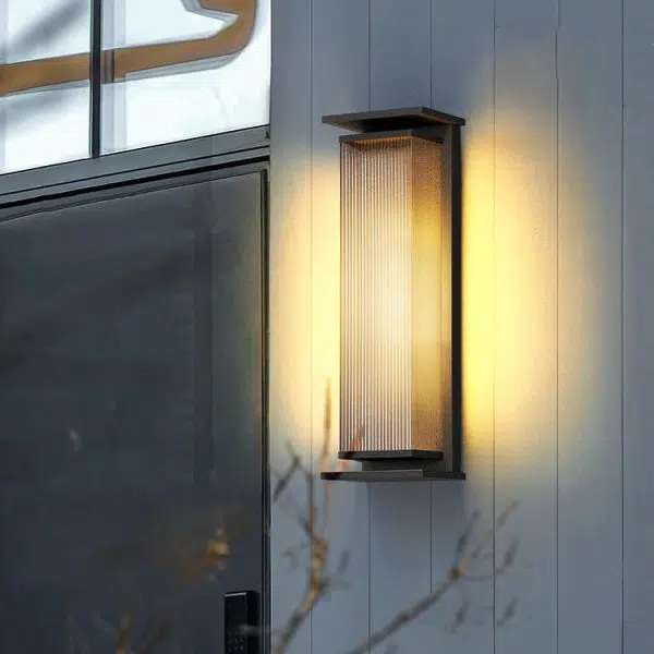 Modern Minimalist Solar Waterproof Rectangle Stripe Stainless Steel PC LED Outdoor Wall Sconce Lamp For Garden - Image 11