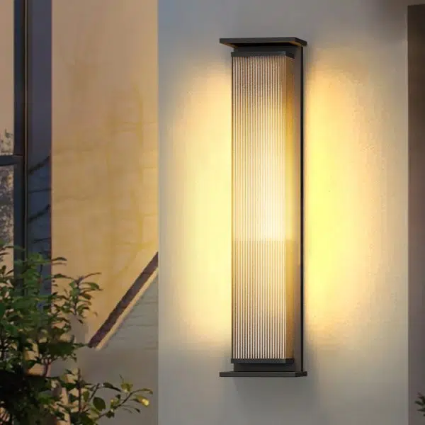 Modern Minimalist Solar Waterproof Rectangle Stripe Stainless Steel PC LED Outdoor Wall Sconce Lamp For Garden - Image 3