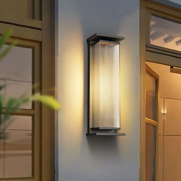 Modern Minimalist Solar Waterproof Rectangle Stripe Stainless Steel PC LED Outdoor Wall Sconce Lamp For Garden