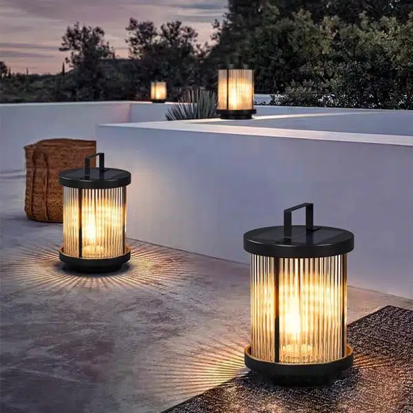 Modern Minimalist Solar Waterproof Cylinder Aluminum Iron Glass 1-Light Outdoor Landscape For Outdoor Patio - Image 2