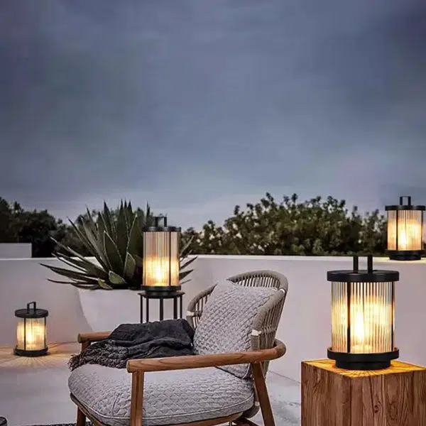 Modern Minimalist Solar Waterproof Cylinder Aluminum Iron Glass 1-Light Outdoor Landscape For Outdoor Patio - Image 3