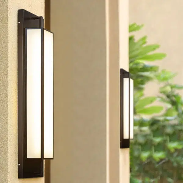 Modern Luxury Waterproof Rectangular Stainless Steel Faux Dolomite LED Outdoor Wall Sconce Lamp For Garden - Image 2