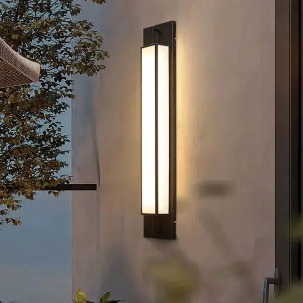 Modern Luxury Waterproof Rectangular Stainless Steel Faux Dolomite LED Outdoor Wall Sconce Lamp For Garden - Image 10