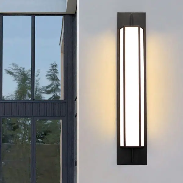 Modern Luxury Waterproof Rectangular Stainless Steel Faux Dolomite LED Outdoor Wall Sconce Lamp For Garden - Image 3