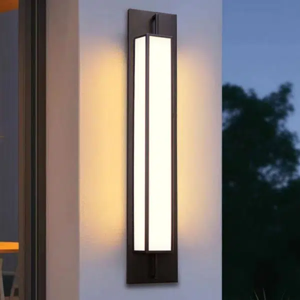 Modern Luxury Waterproof Rectangular Stainless Steel Faux Dolomite LED Outdoor Wall Sconce Lamp For Garden - Image 4
