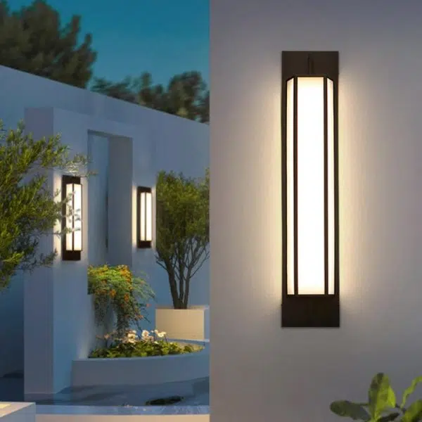 Modern Luxury Waterproof Rectangular Stainless Steel Faux Dolomite LED Outdoor Wall Sconce Lamp For Garden - Image 11