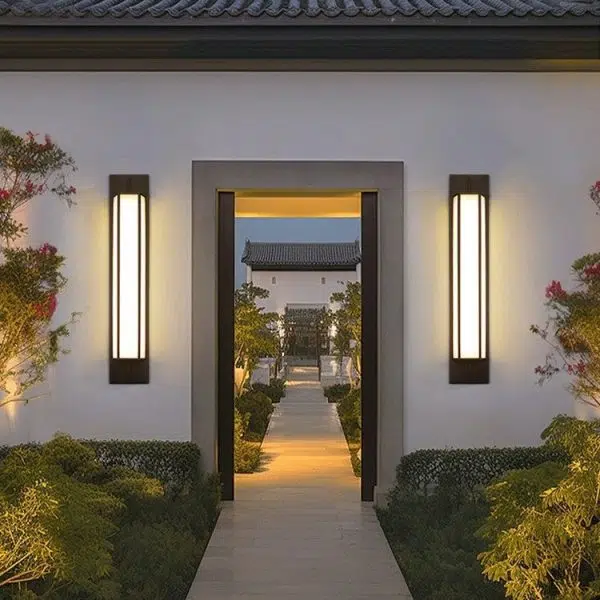 Modern Luxury Waterproof Rectangular Stainless Steel Faux Dolomite LED Outdoor Wall Sconce Lamp For Garden - Image 12