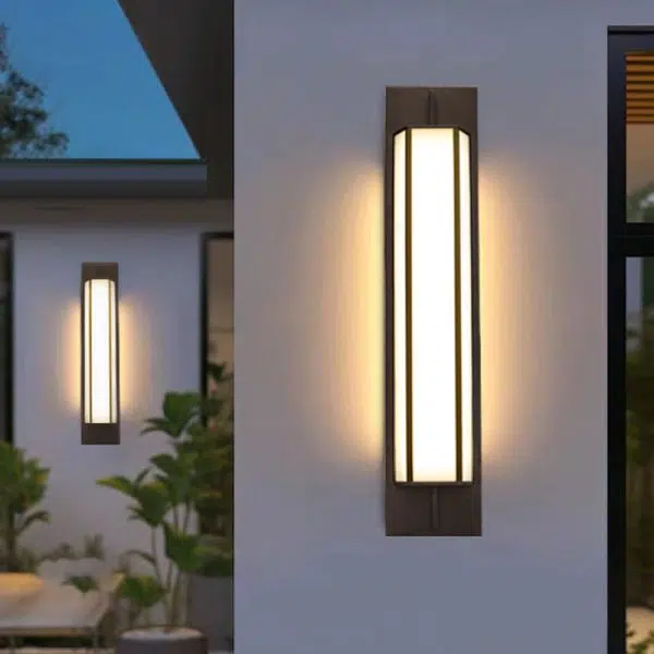 Modern Luxury Waterproof Rectangular Stainless Steel Faux Dolomite LED Outdoor Wall Sconce Lamp For Garden - Image 5