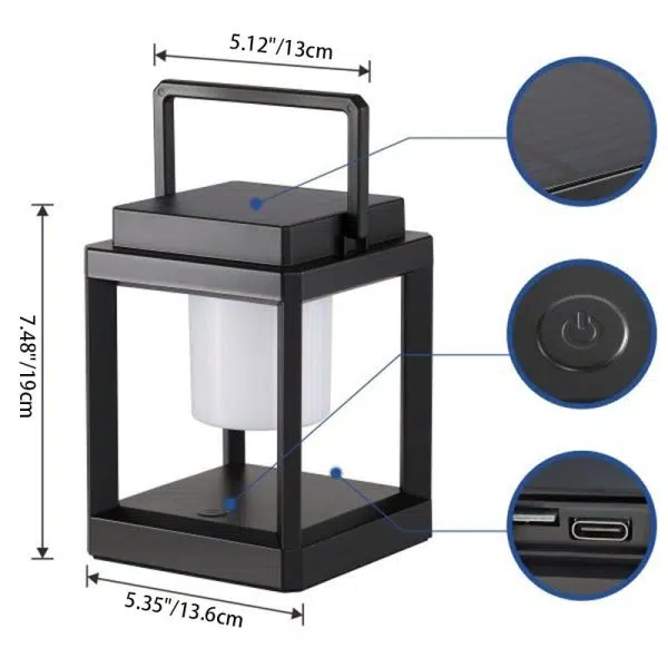 Modern Minimalist Solar Waterproof Square Cylinder Hollow ABS PC LED Outdoor Light For Camping - Image 4