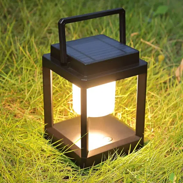 Modern Minimalist Solar Waterproof Square Cylinder Hollow ABS PC LED Outdoor Light For Camping