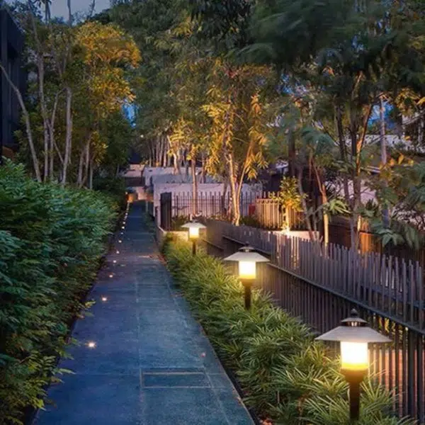 Traditional European Waterproof Half Round Cylinder Aluminum Dolomite 1-Light Outdoor Landscape Lamp For Garden - Image 16