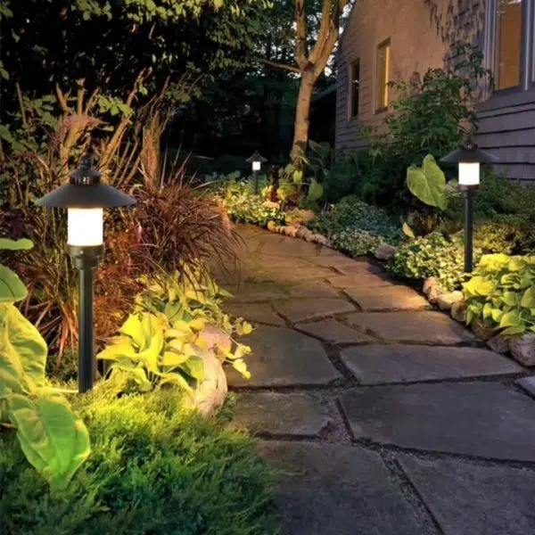 Traditional European Waterproof Half Round Cylinder Aluminum Dolomite 1-Light Outdoor Landscape Lamp For Garden - Image 17