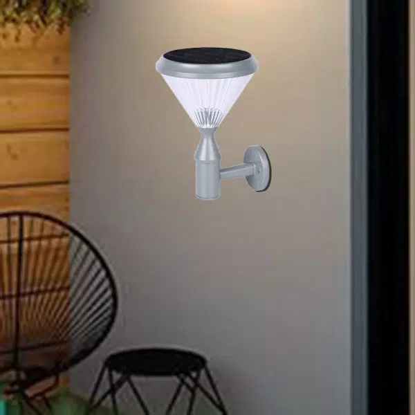 Modern Minimalist Solar Waterproof Diamond Cylinder Aluminum PC LED Wall Sconce Lamp For Outdoor Patio - Image 9