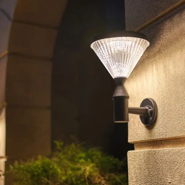 Modern Minimalist Solar Waterproof Diamond Cylinder Aluminum PC LED Wall Sconce Lamp For Outdoor Patio - Image 2