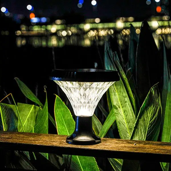 Modern Minimalist Solar Waterproof Diamond Round ABS PC LED Outdoor Light For Outdoor Patio - Image 2