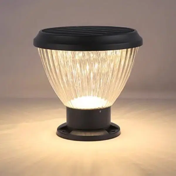 Contemporary Industrial Solar Aluminum PC Round 1-Light Outdoor Post Light For Garden - Image 2