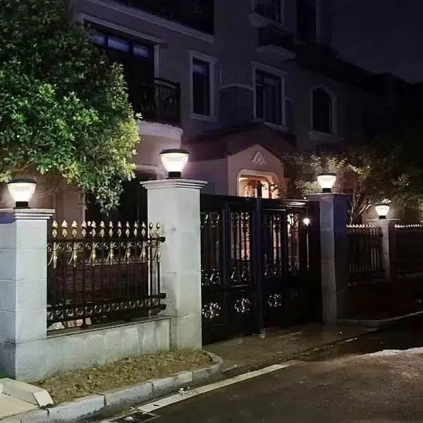 Contemporary Industrial Solar Aluminum PC Round 1-Light Outdoor Post Light For Garden - Image 19