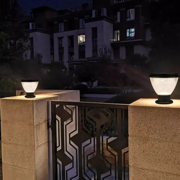 Contemporary Industrial Solar Aluminum PC Round 1-Light Outdoor Post Light For Garden - Image 18