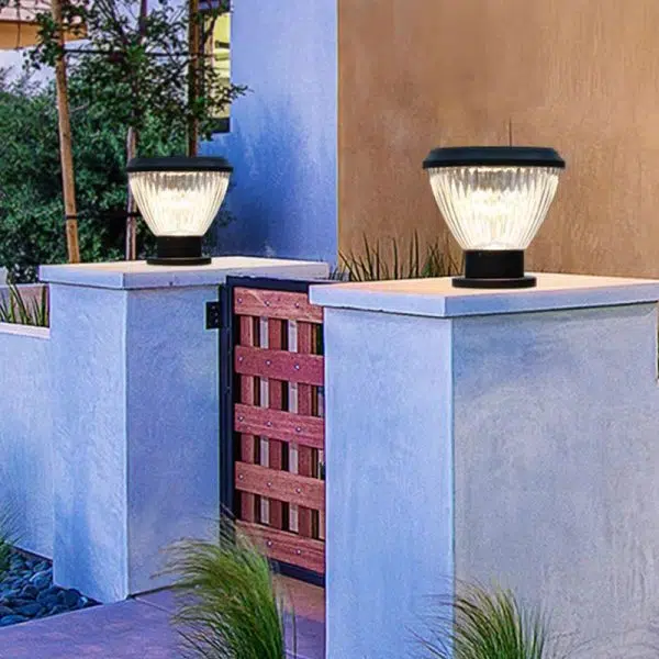 Contemporary Industrial Solar Aluminum PC Round 1-Light Outdoor Post Light For Garden - Image 3