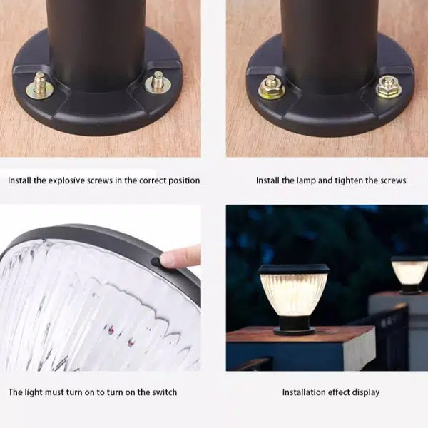 Contemporary Industrial Solar Aluminum PC Round 1-Light Outdoor Post Light For Garden - Image 13