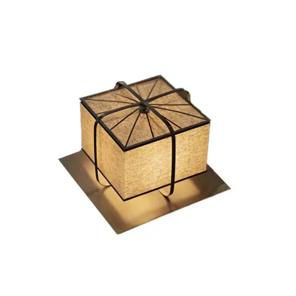 Traditional Japanese Fabric Square Shade 1-Light Outdoor Post Light For Outdoor Patio - Image 14