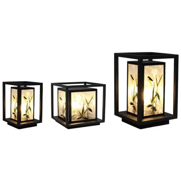 Traditional Chinese Crackle Enamel Bamboo Acrylic Galvanized Steel LED Outdoor Post Light For Garden - Image 15