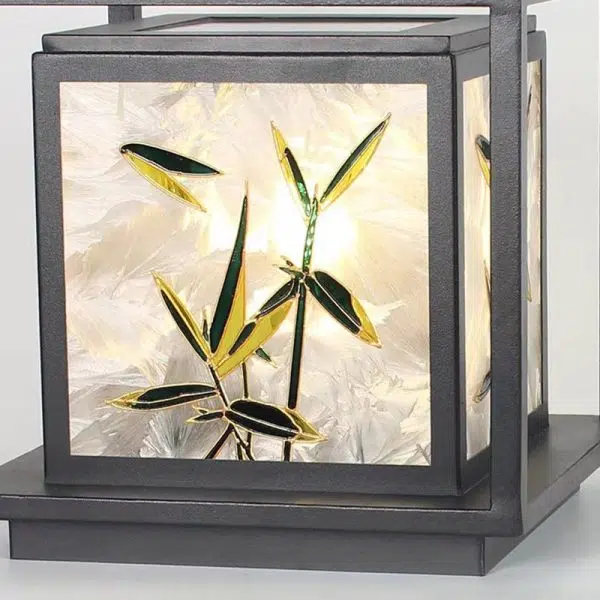 Traditional Chinese Crackle Enamel Bamboo Acrylic Galvanized Steel LED Outdoor Post Light For Garden - Image 7