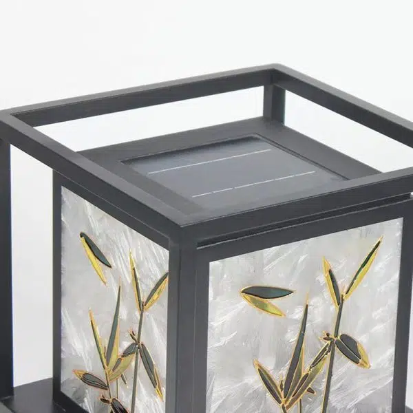 Traditional Chinese Crackle Enamel Bamboo Acrylic Galvanized Steel LED Outdoor Post Light For Garden - Image 9