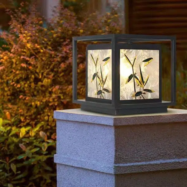 Traditional Chinese Crackle Enamel Bamboo Acrylic Galvanized Steel LED Outdoor Post Light For Garden - Image 11