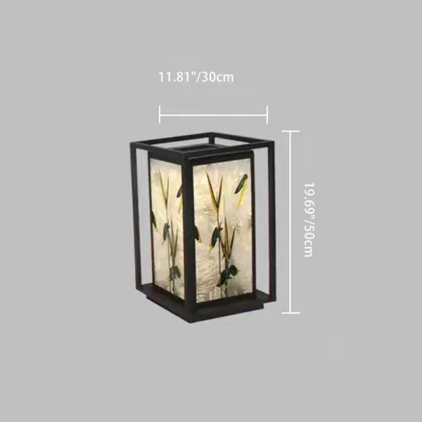 Traditional Chinese Crackle Enamel Bamboo Acrylic Galvanized Steel LED Outdoor Post Light For Garden - Image 6