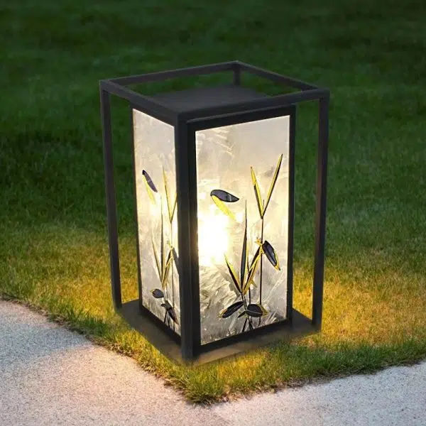 Traditional Chinese Crackle Enamel Bamboo Acrylic Galvanized Steel LED Outdoor Post Light For Garden - Image 12