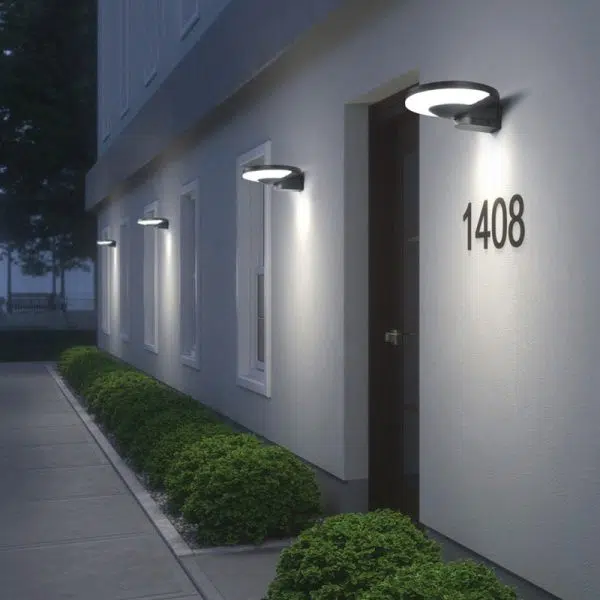 Contemporary Industrial Aluminum Disc Solar LED Wall Sconce Lamp For Outdoor Patio - Image 12