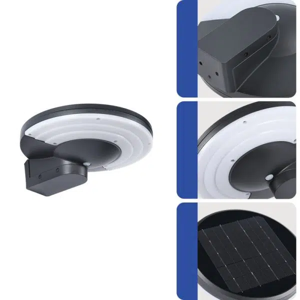 Contemporary Industrial Aluminum Disc Solar LED Wall Sconce Lamp For Outdoor Patio - Image 5