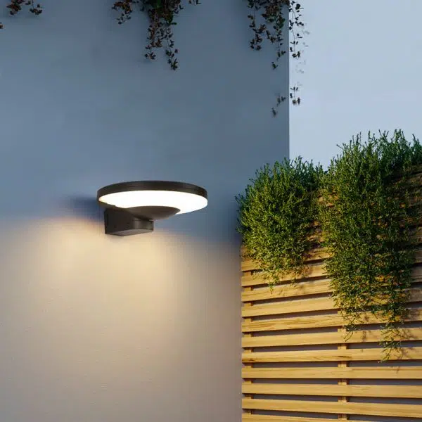 Contemporary Industrial Aluminum Disc Solar LED Wall Sconce Lamp For Outdoor Patio - Image 2