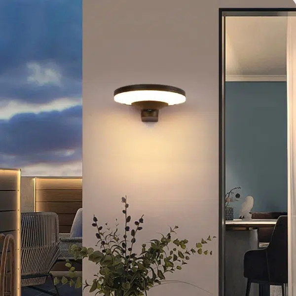Contemporary Industrial Aluminum Disc Solar LED Wall Sconce Lamp For Outdoor Patio - Image 13
